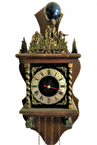 NETHERLANDS Pendulum CLOCK BRONZE AND WOODEN BRONZE SCULPTURE WITH THE WORLD ON THE TOP