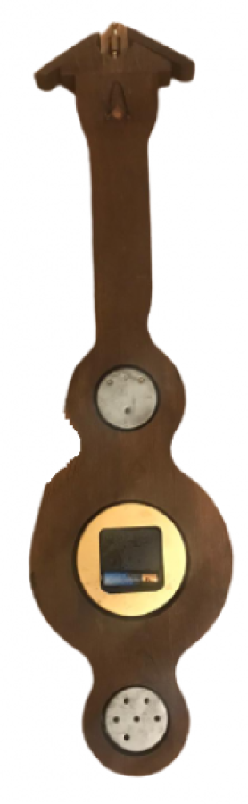 4 FUNCTIONAL THERMOMETER ON FRENCH WOOD BAROMETER HOUR DEGREE