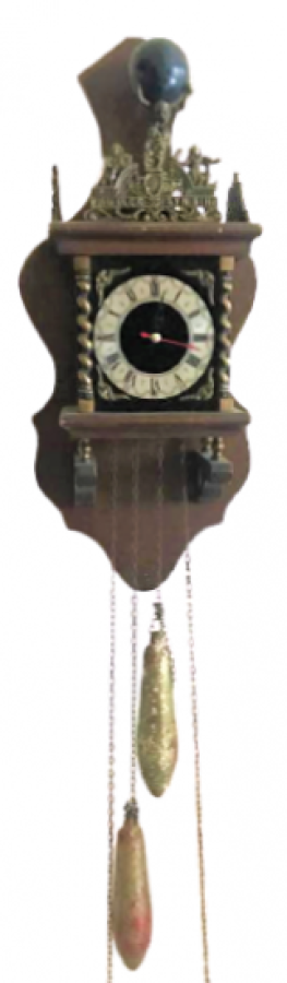 NETHERLANDS Pendulum CLOCK BRONZE AND WOODEN BRONZE SCULPTURE WITH THE WORLD ON THE TOP