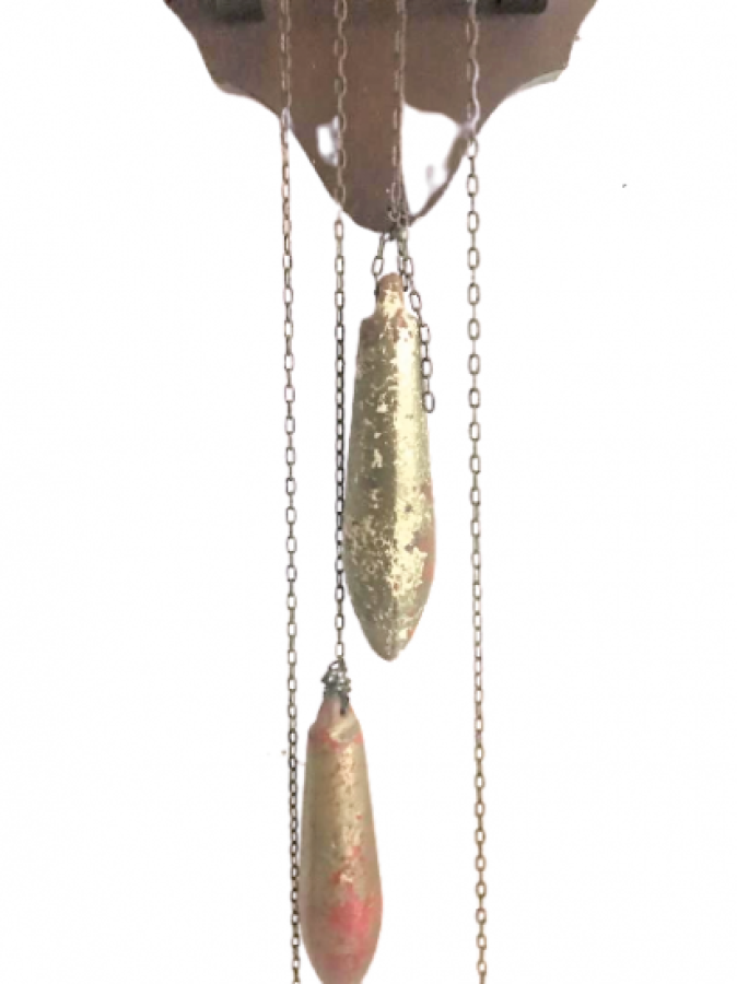 NETHERLANDS Pendulum CLOCK BRONZE AND WOODEN BRONZE SCULPTURE WITH THE WORLD ON THE TOP